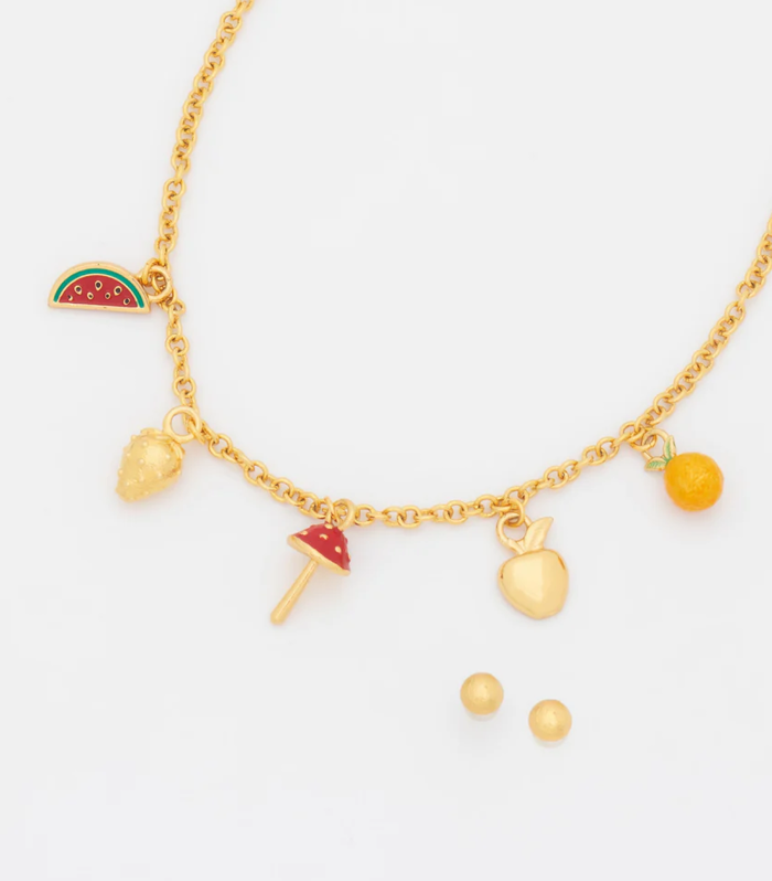 Collar Multicharms Hongo + Aretes