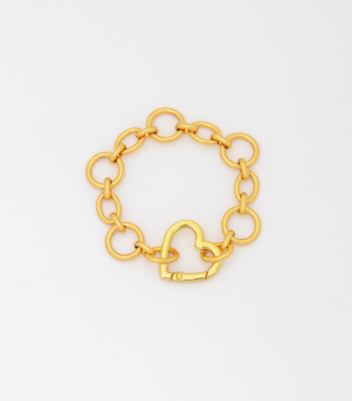 Pulsera Broche Corazón + Aretes – Gold