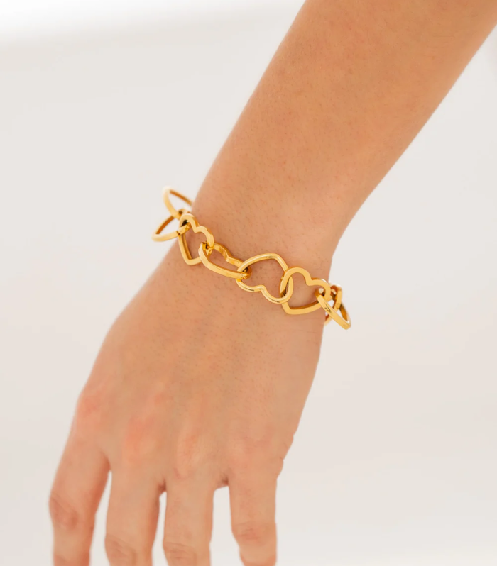 Pulsera Corazón + Aretes – Gold